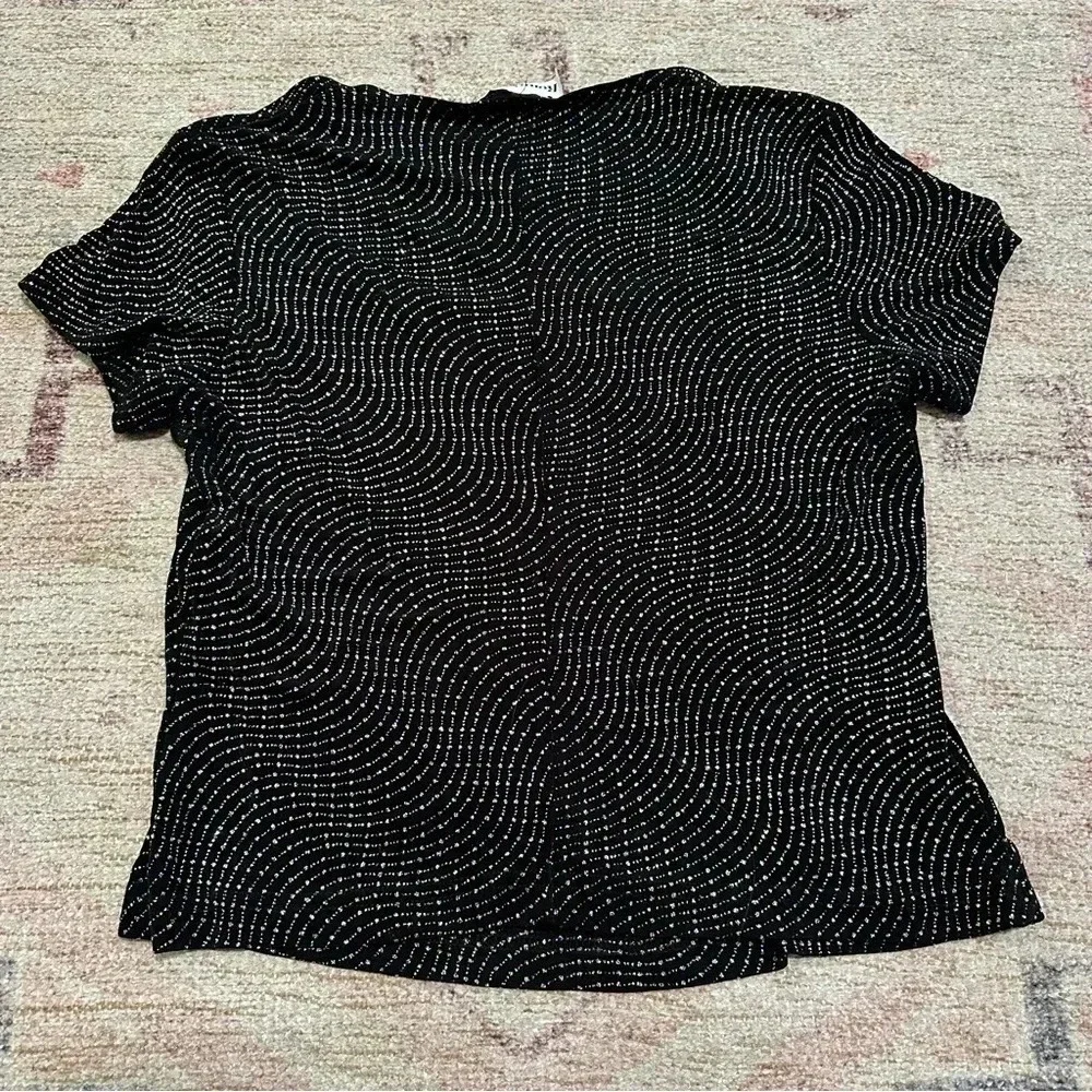 Vintage 90’s black and sliver glitter swirl blouse size large - Picture 6 of 6